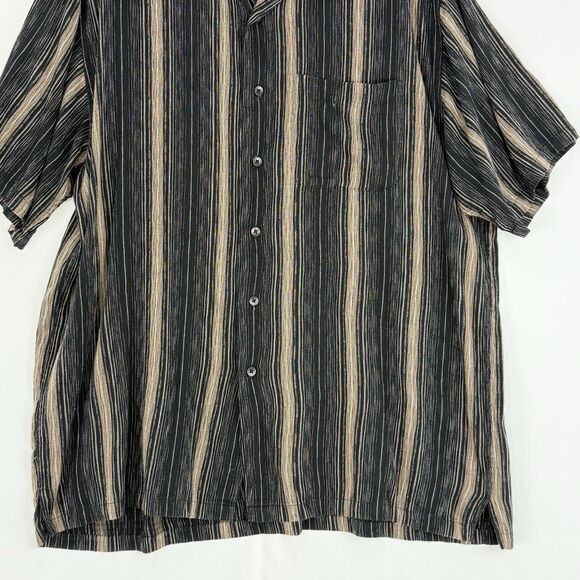 VAN HEUSEN Short Sleeve Cotton Rayon Striped Shirt Men's Size L 16-16.5 - Picture 7 of 11